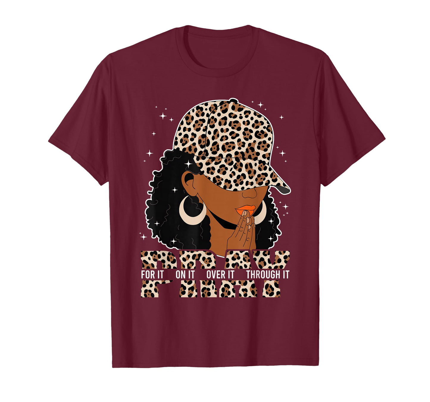 Pray On It Pray Over It Black Woman Afro Christian Sayings T-Shirt