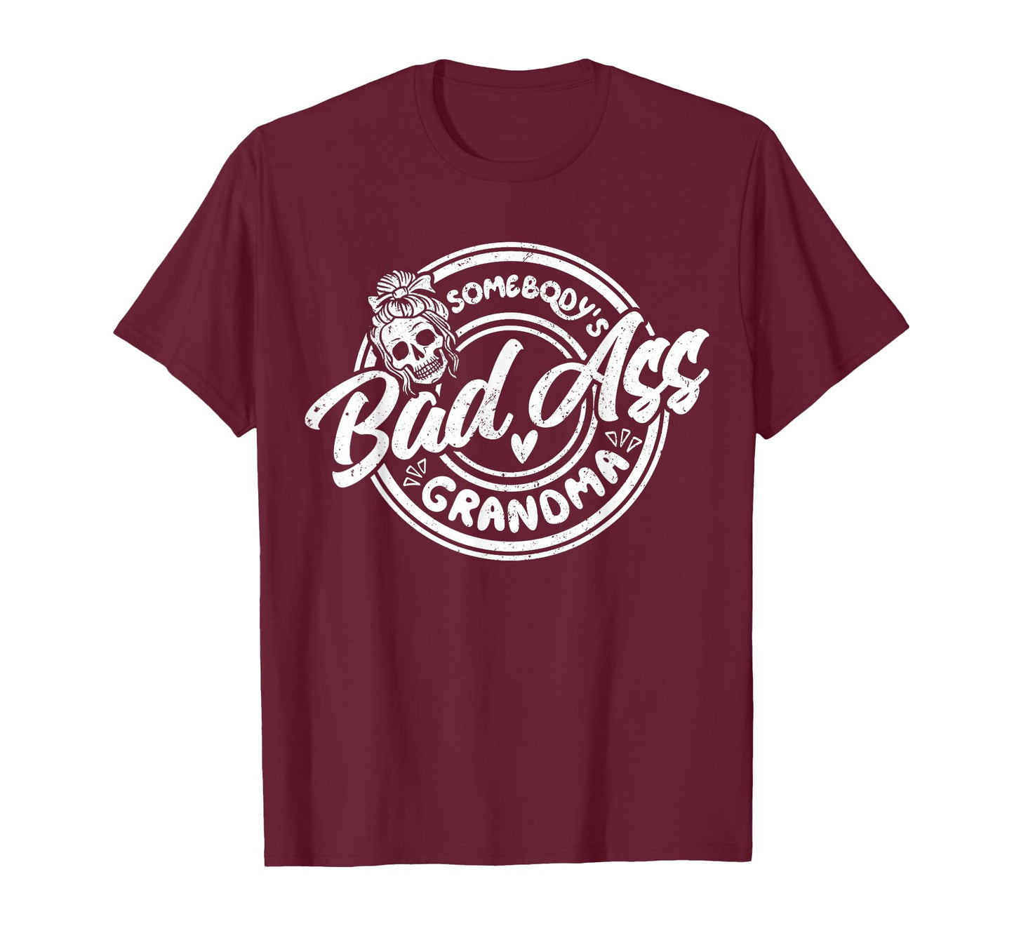 Funny Grandma Messy Bun Skeleton Somebody’s Badass Grandma T-Shirt