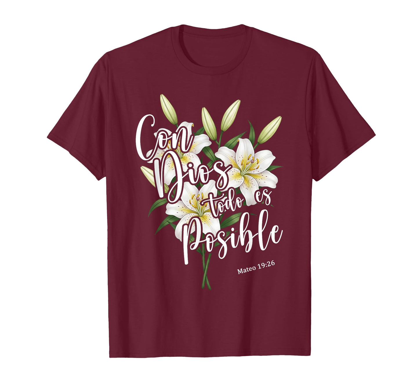 Con Dios Todo ES Posible Shirt Christian Spanish for Womens T-Shirt