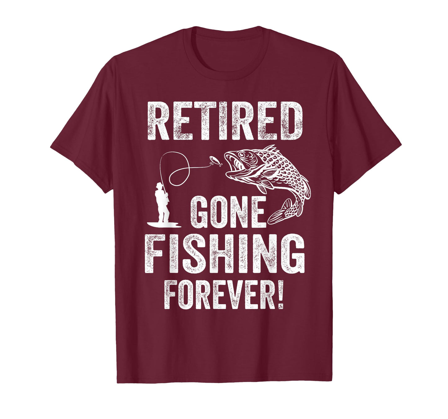 Humorous Retirement Gifts Fishing Quote Retired Gone Fishing Forever Retirement T-Shirt - Black, Small, Unisex, Short Sleeve, Crew Neck, Classic Fit, Polyester 100%, Distressed Modern Style, Imported