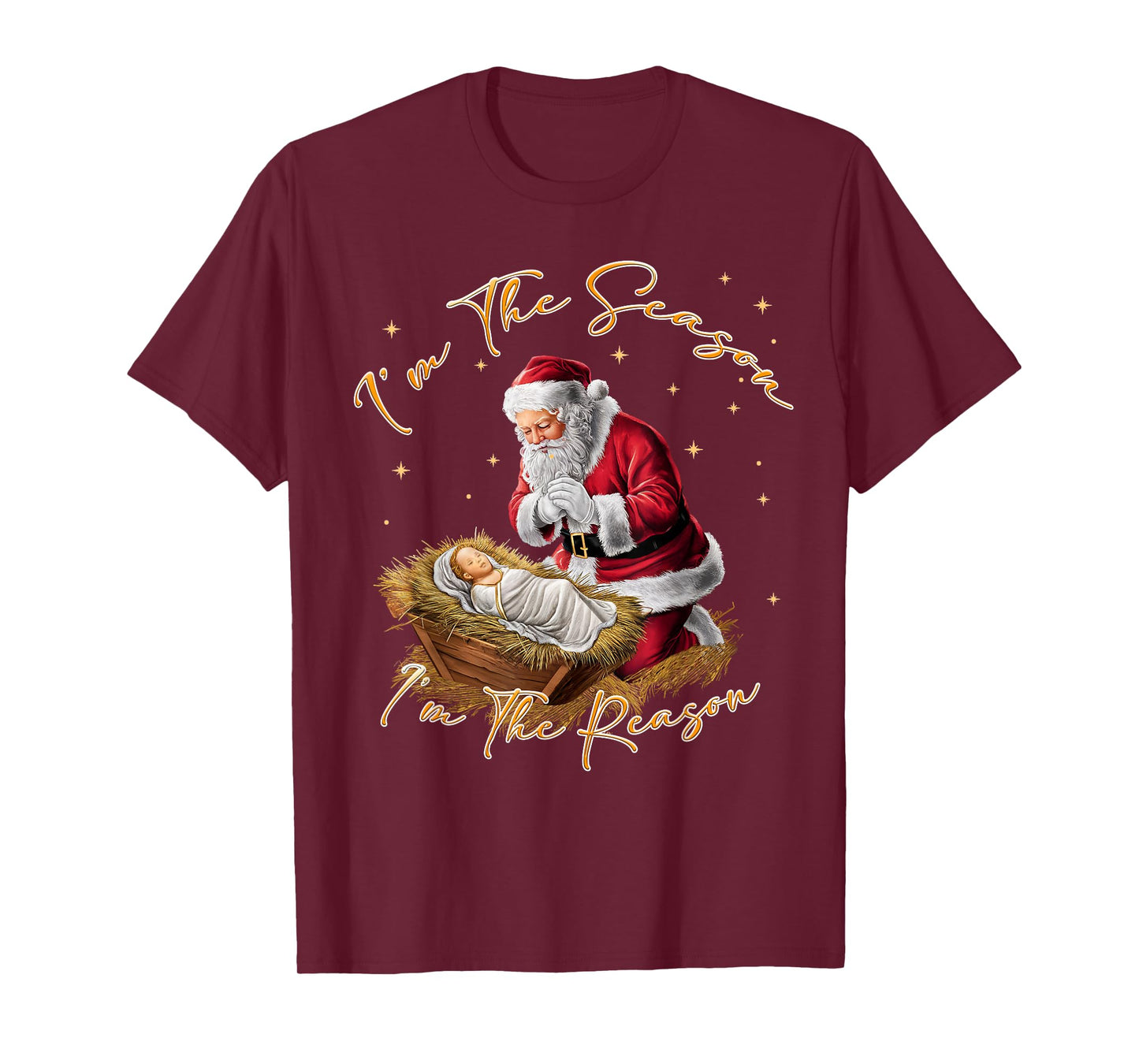 Retro I'm The Season I'm The Reason Santa Religious Xmas T-Shirt