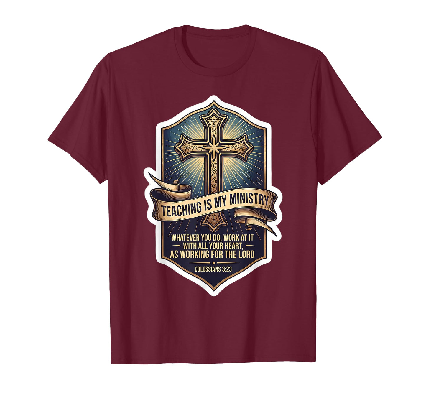 Christian Man Teacher Teaching is My Ministry Bible Quote T-Shirt