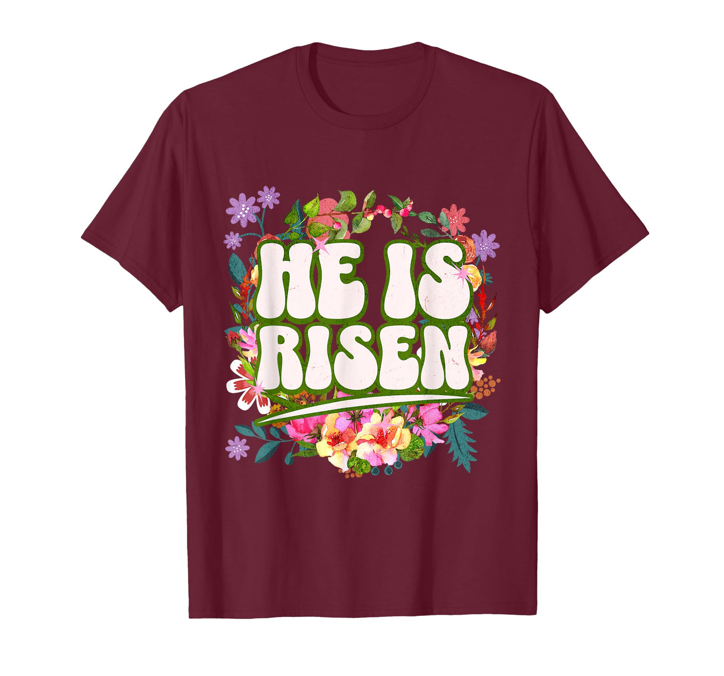 Retro Groovy Easter He Is Risen Christian Women Girls Kids T-Shirt