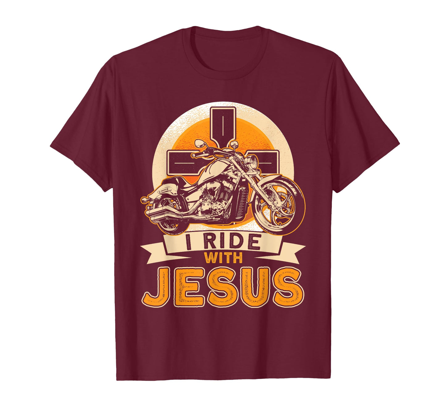Christian Motorcycle Biker I Ride With Jesus Faith T-Shirt