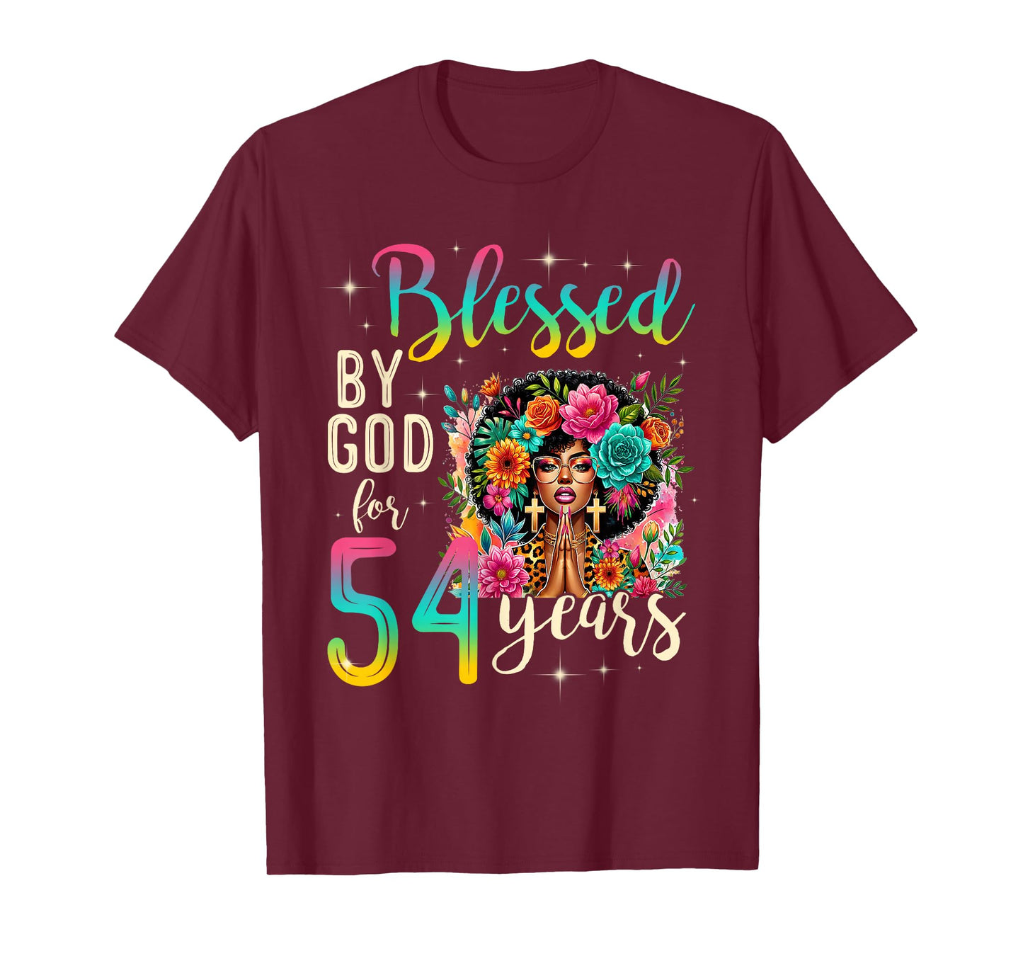 Black Girl Blessed by God for 54 Years Christian Birthday T-Shirt