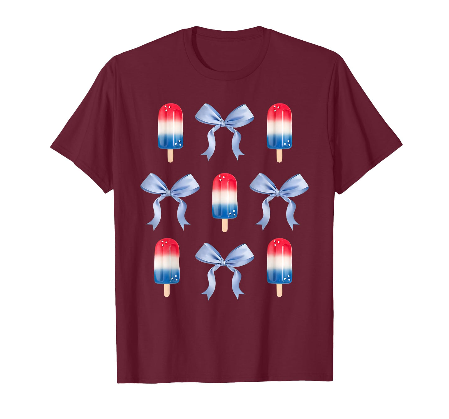Coquette Bow Preppy 4th Of July Popsicle Bow Girl Women T-Shirt