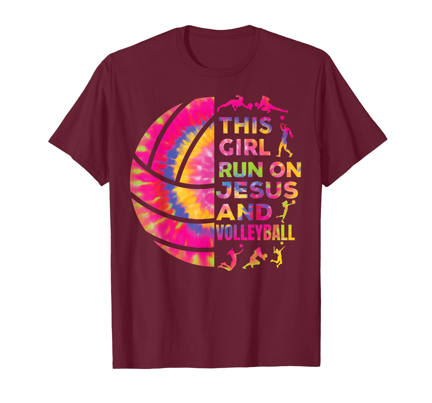 Women Volleyball Teen Girl Runs On Jesus And Volleyball T-Shirt