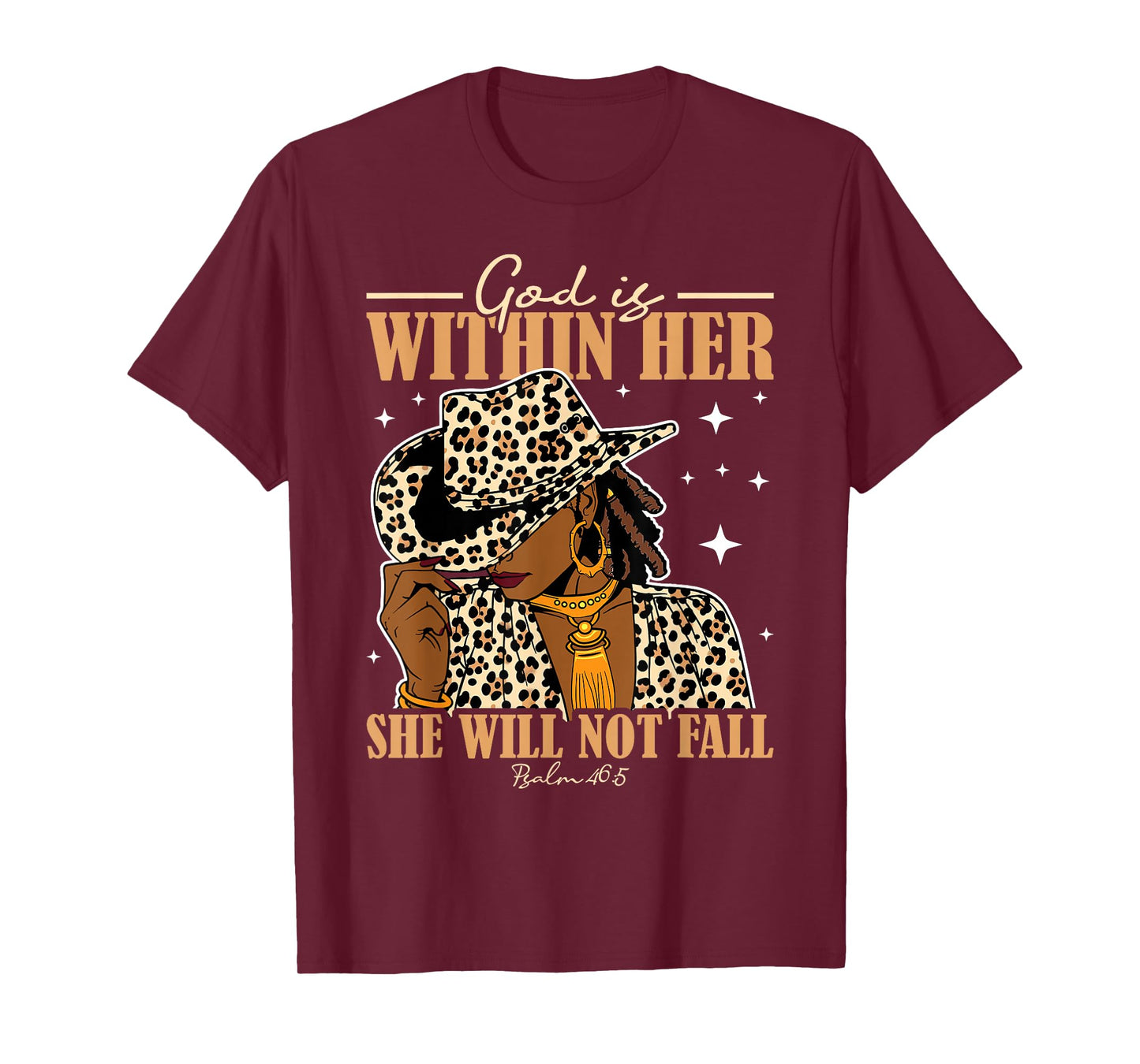God Is Within Her She Will Not Fall Black Cowgirl Christian T-Shirt