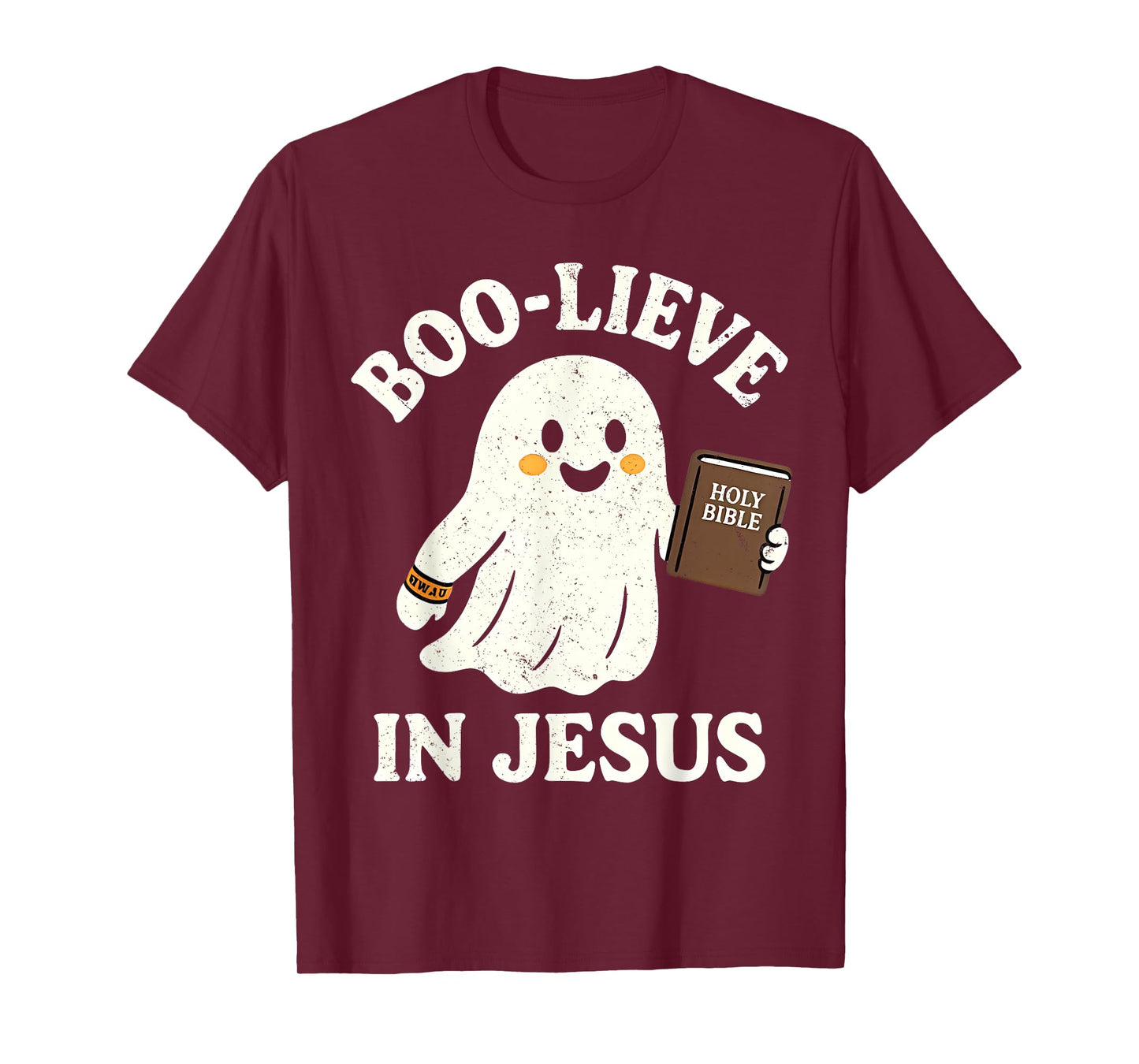 Boo-Lieve in Jesus Funny Christian Ghost Reading Holy Bible T-Shirt