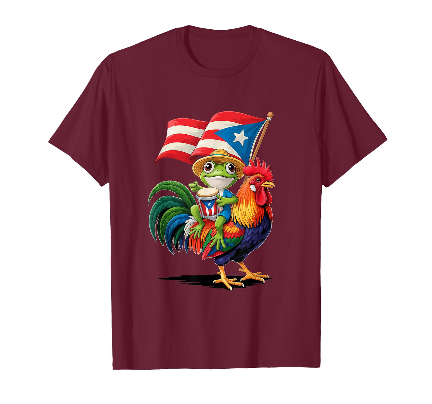 Coqui Frog Puerto Rican Flag Boricua Rooster Taino T-Shirt