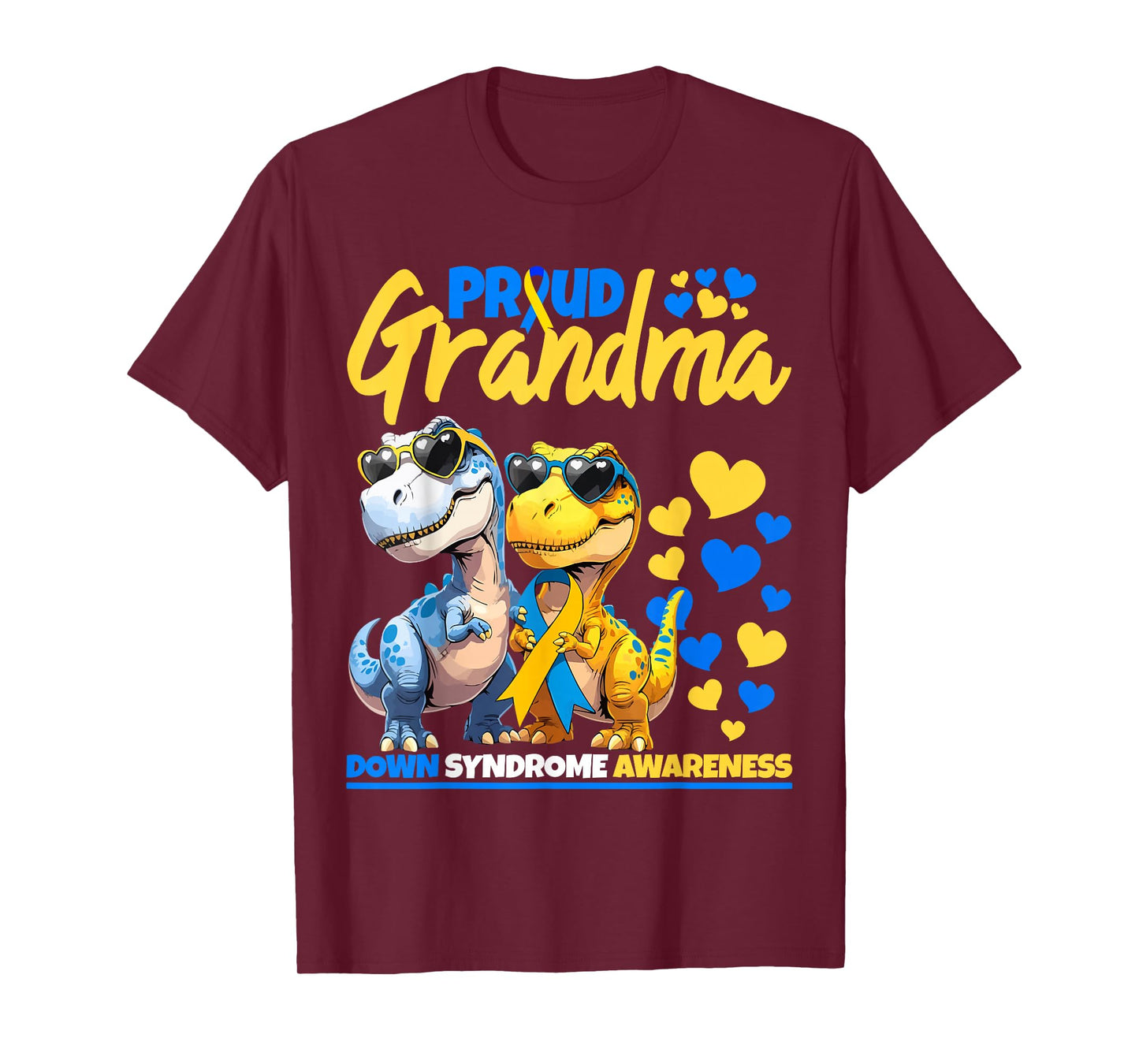 Proud Grandma World Down Syndrome Awareness Dinosaur T21 T-Shirt