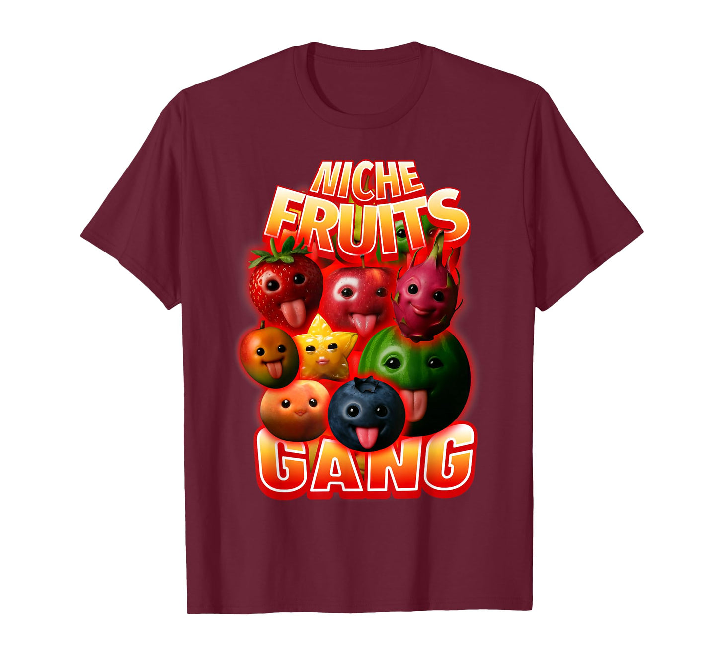 Funny Silly AI Fruits gen z Meme BrainRot Niche Fruits Gang T-Shirt