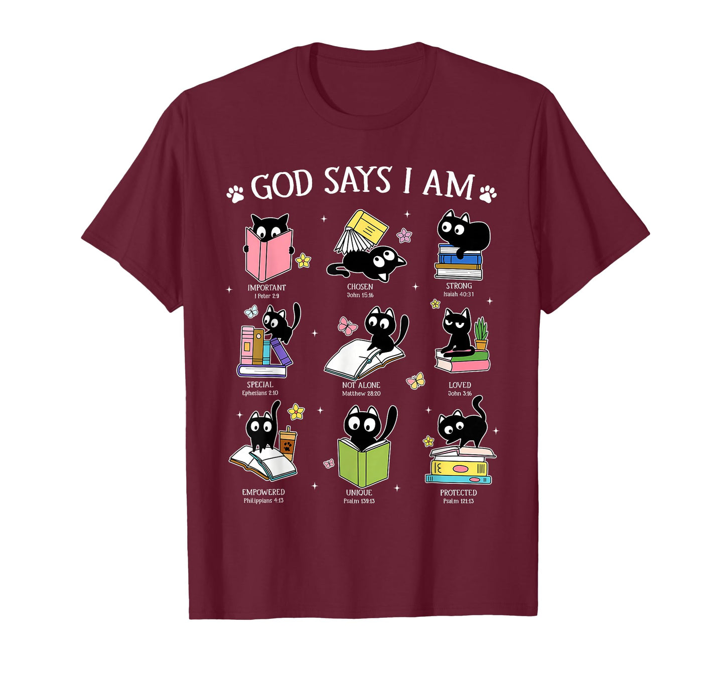 God Says I Am Cat Book Lover Christian Cute Jesus Girls Kids T-Shirt