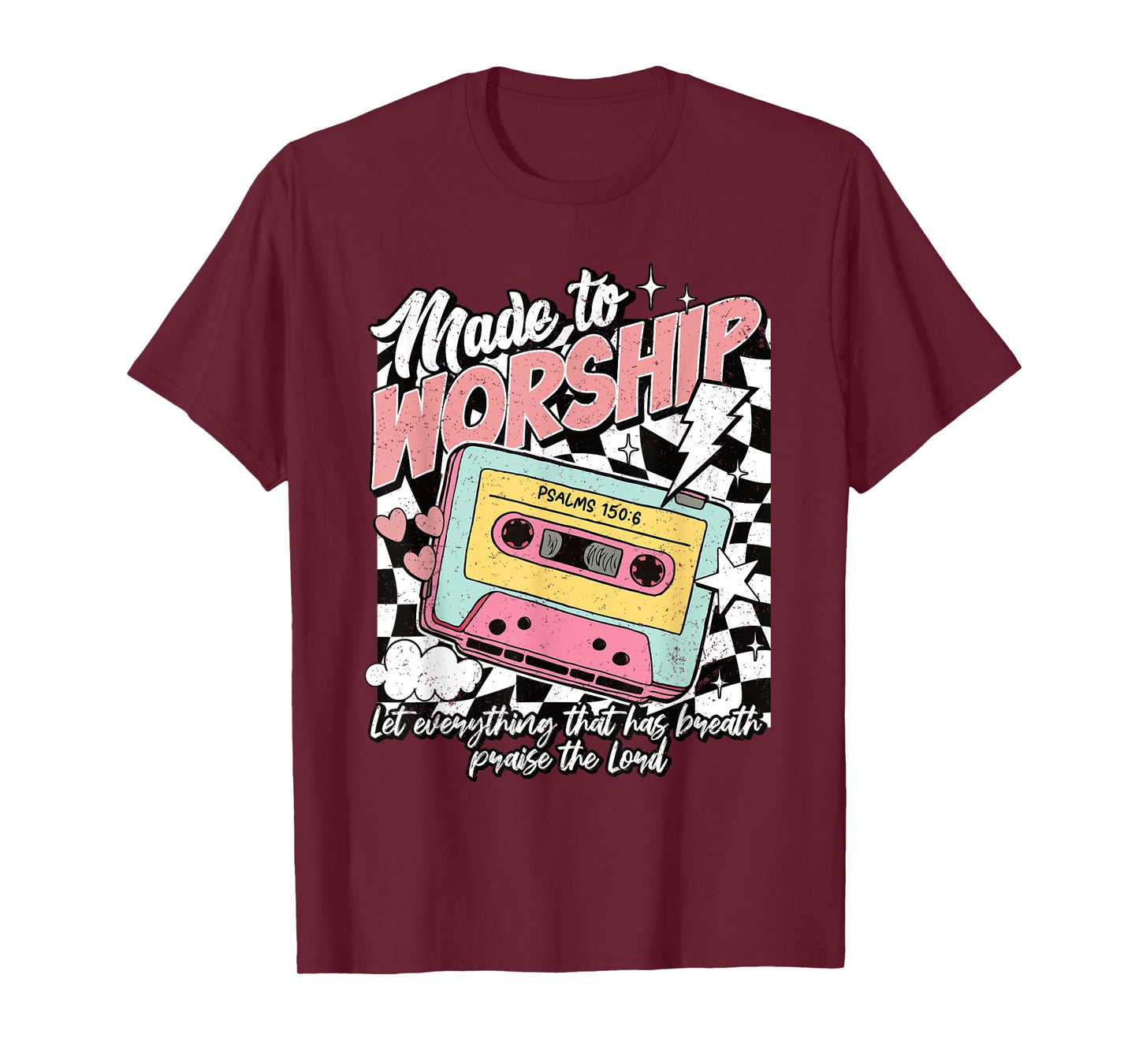 Retro Cassette Made to Worship Psalms 150:6 Christian Music T-Shirt