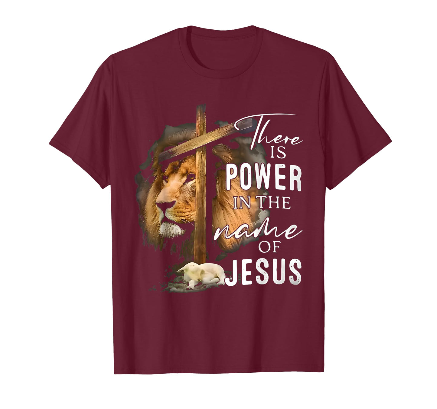 There is Power in the Name Jesus Faith Lion Christian Christ T-Shirt