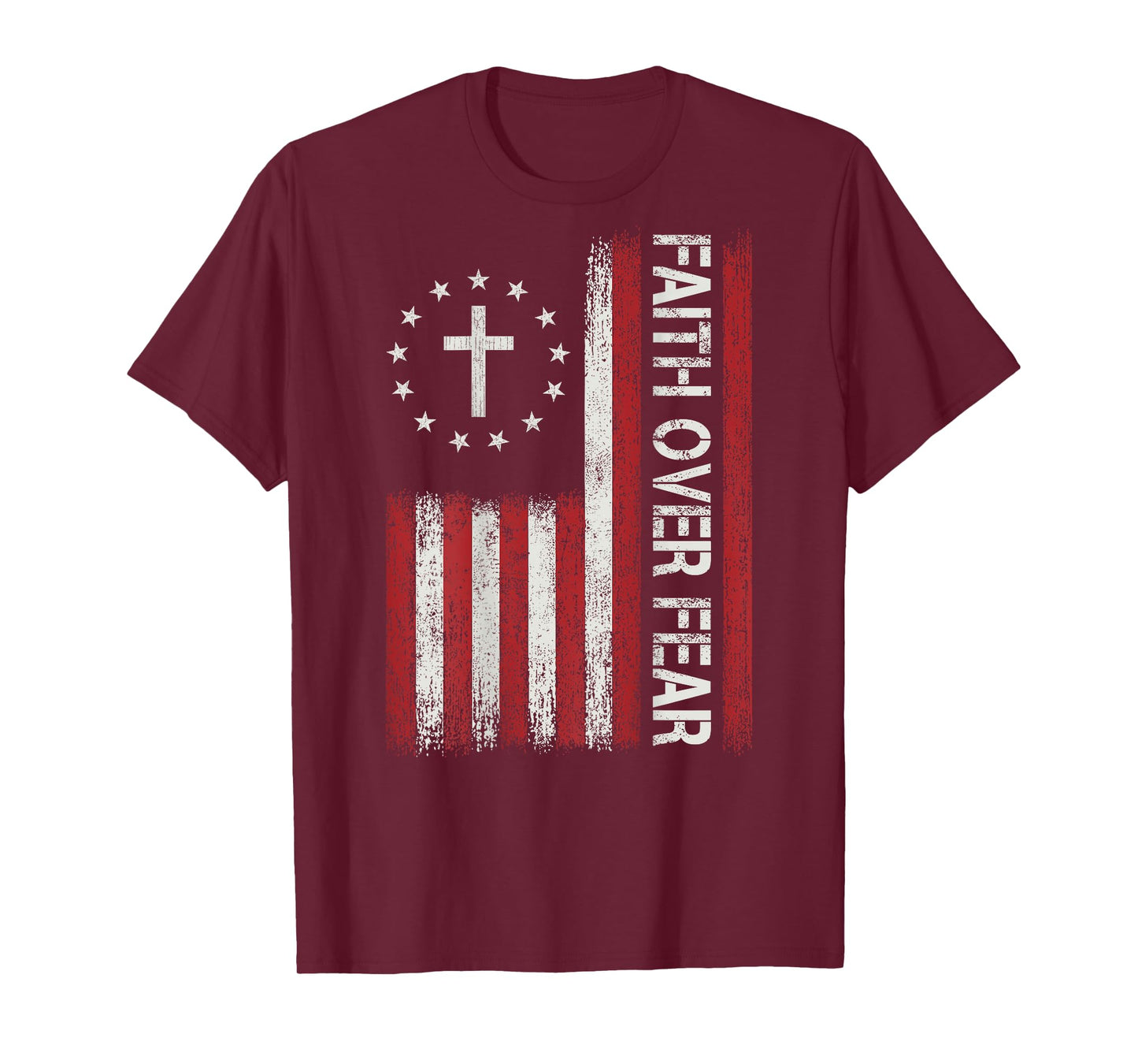 Faith Over Fear God Jesus Christian Bible Cross Religious T-Shirt