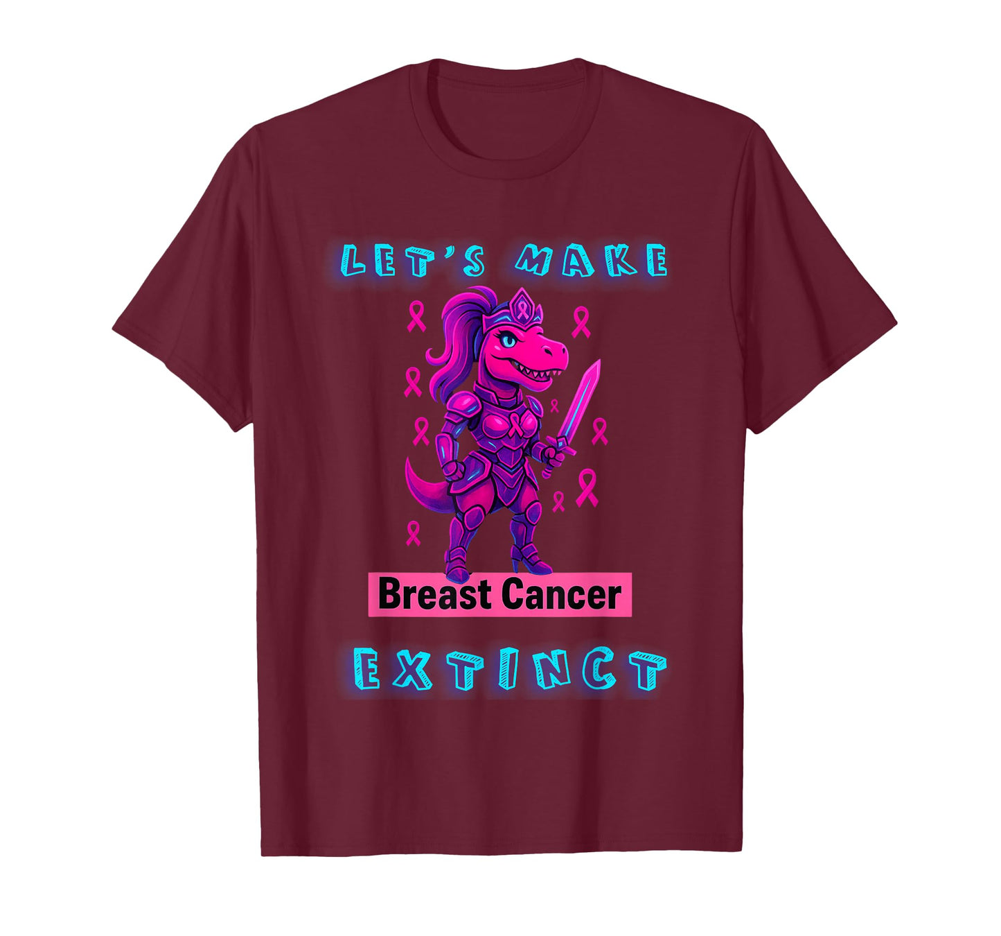Let's Make Breast Cancer Extinct Pink Ribbon Dinosaur T-Shirt