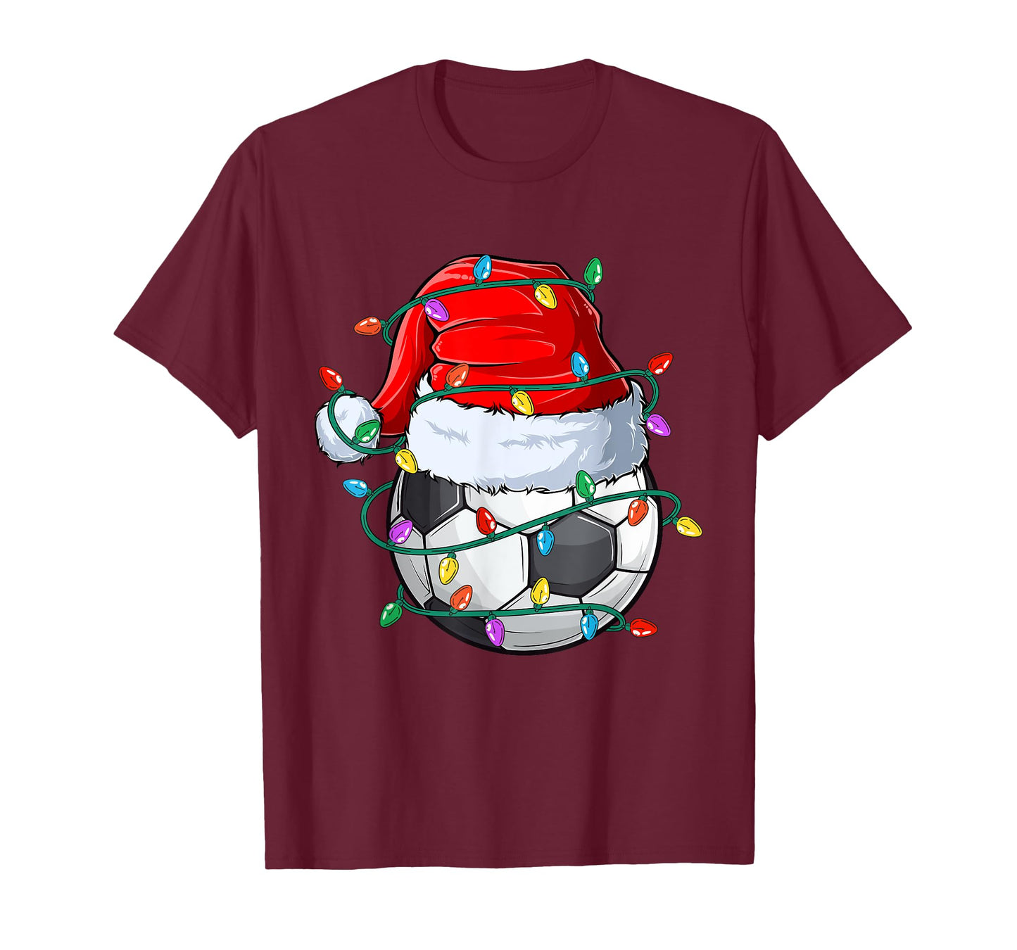 Christmas Soccer Xmas Santa Sports Hat Ball Kids Boys Men T-Shirt