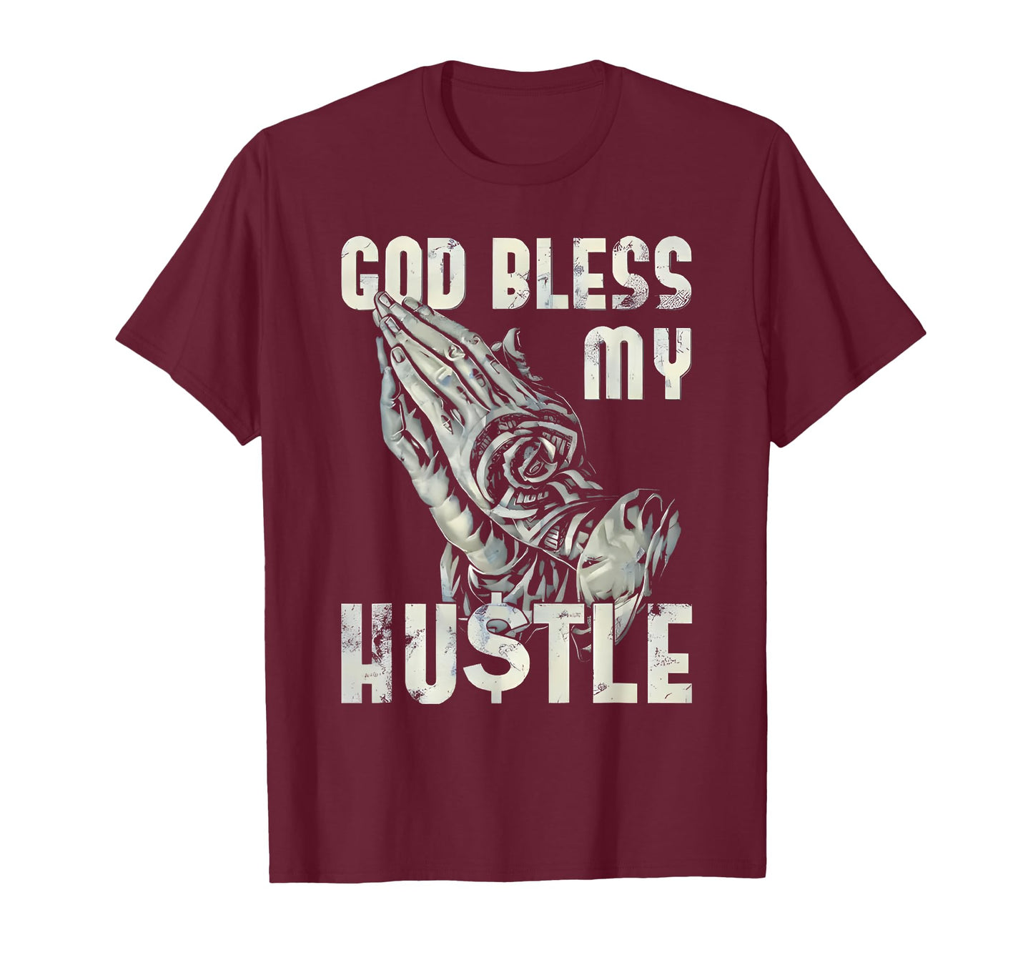 god bless my hustle retro praying hand christian jesus T-Shirt