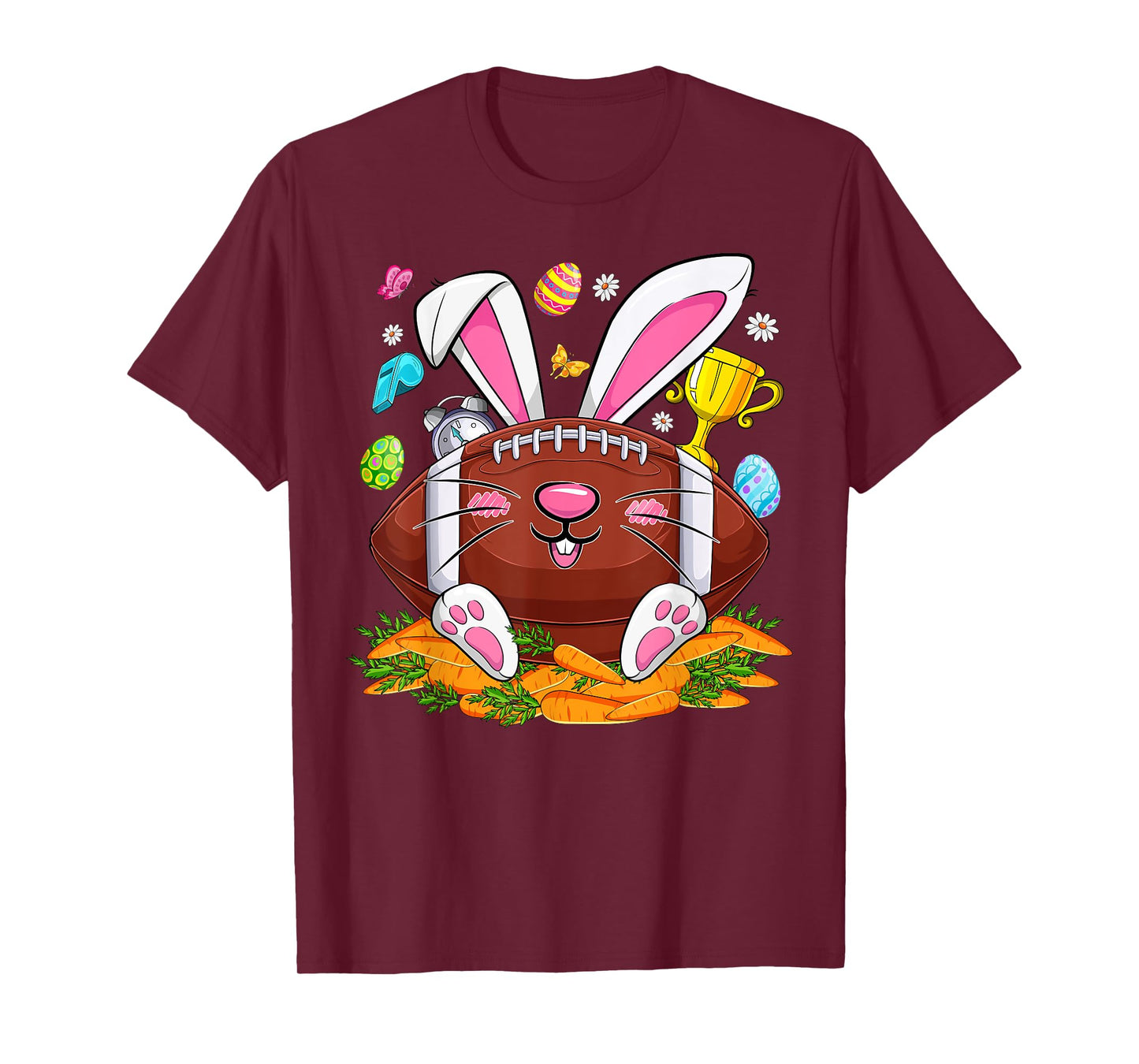 Funny Football & Bunny Face Eggs Happy Easter Day Men Boys T-Shirt