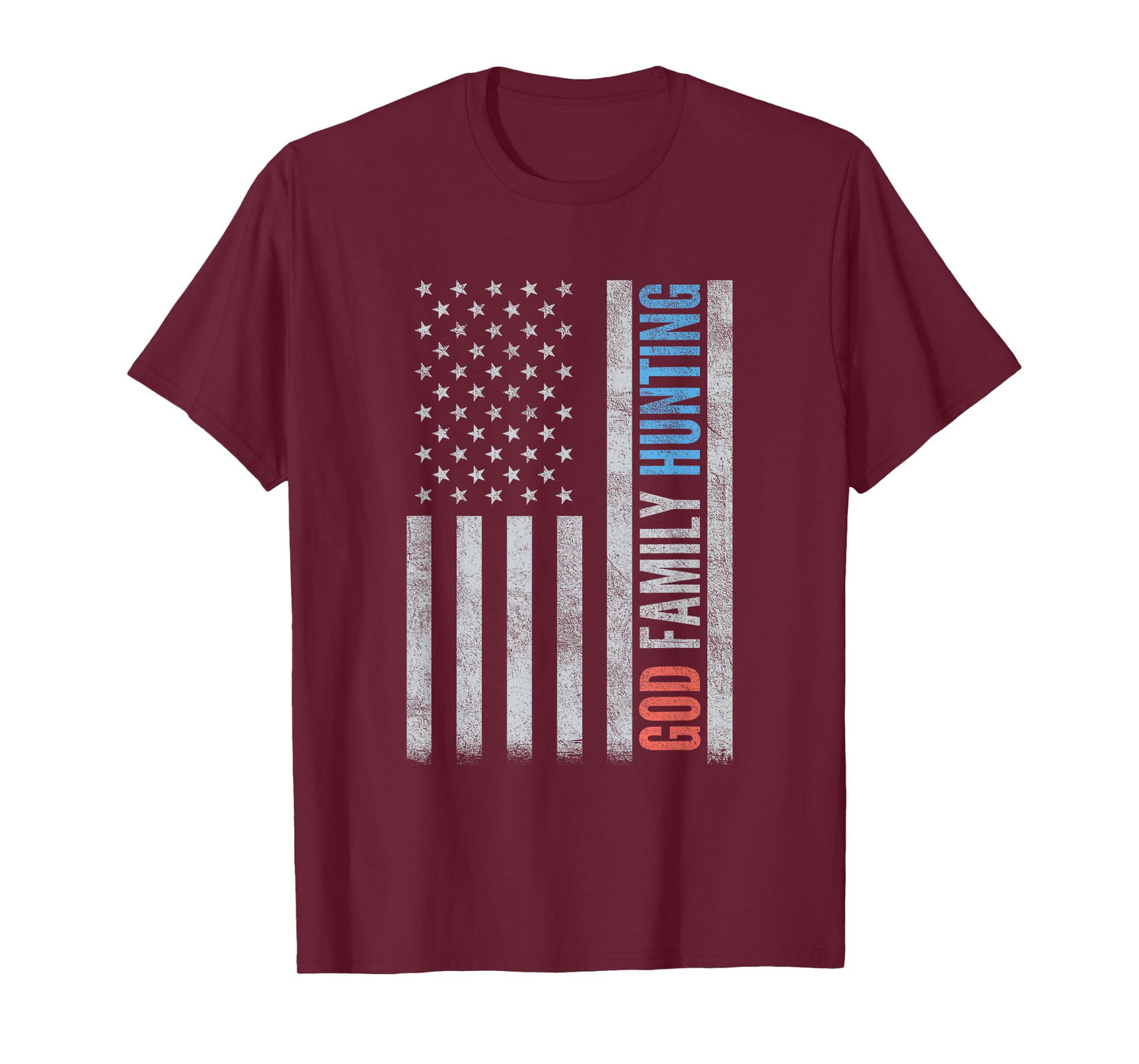 Christian Faith Patriotic USA Flag God Family Hunting Hunter T-Shirt