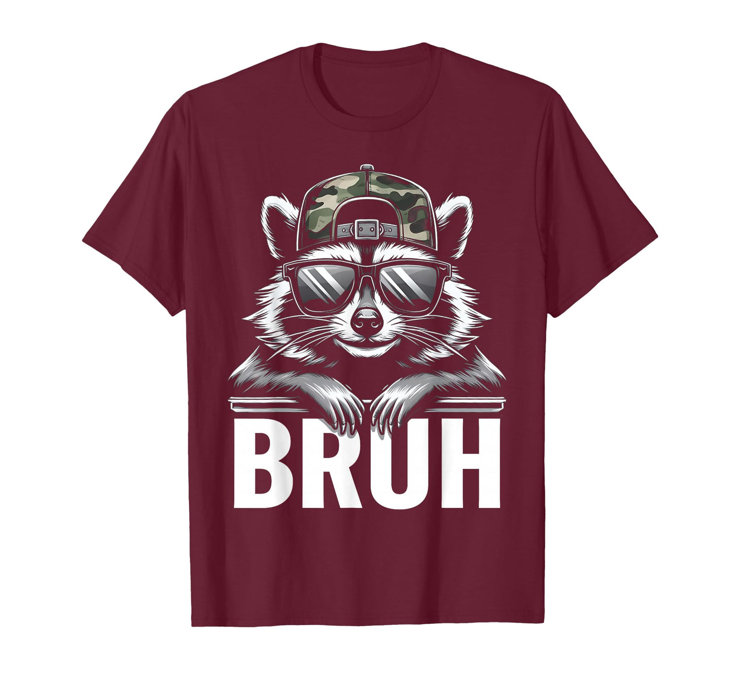 Bruh Raccoon Trash Racoon Camo Hat Youth Teens Kids Slang T-Shirt