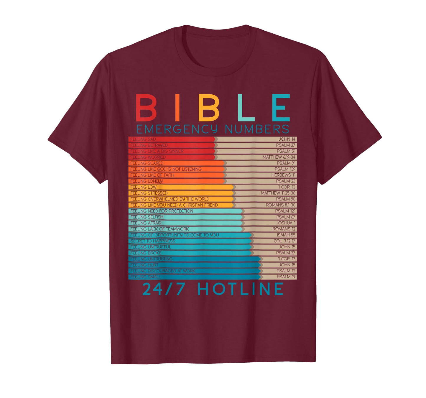 Bible Emergency Hotline Numbers Bible Verse Scripture T-Shirt