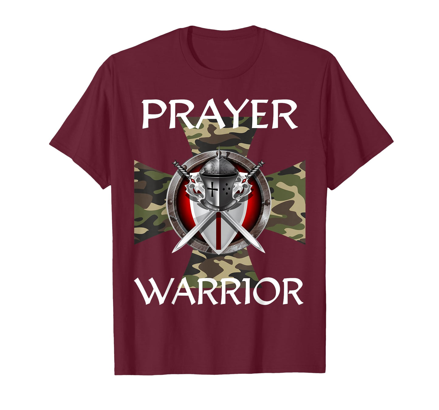 Christian Prayer Warrior Green Camo Cross Religious Messages T-Shirt