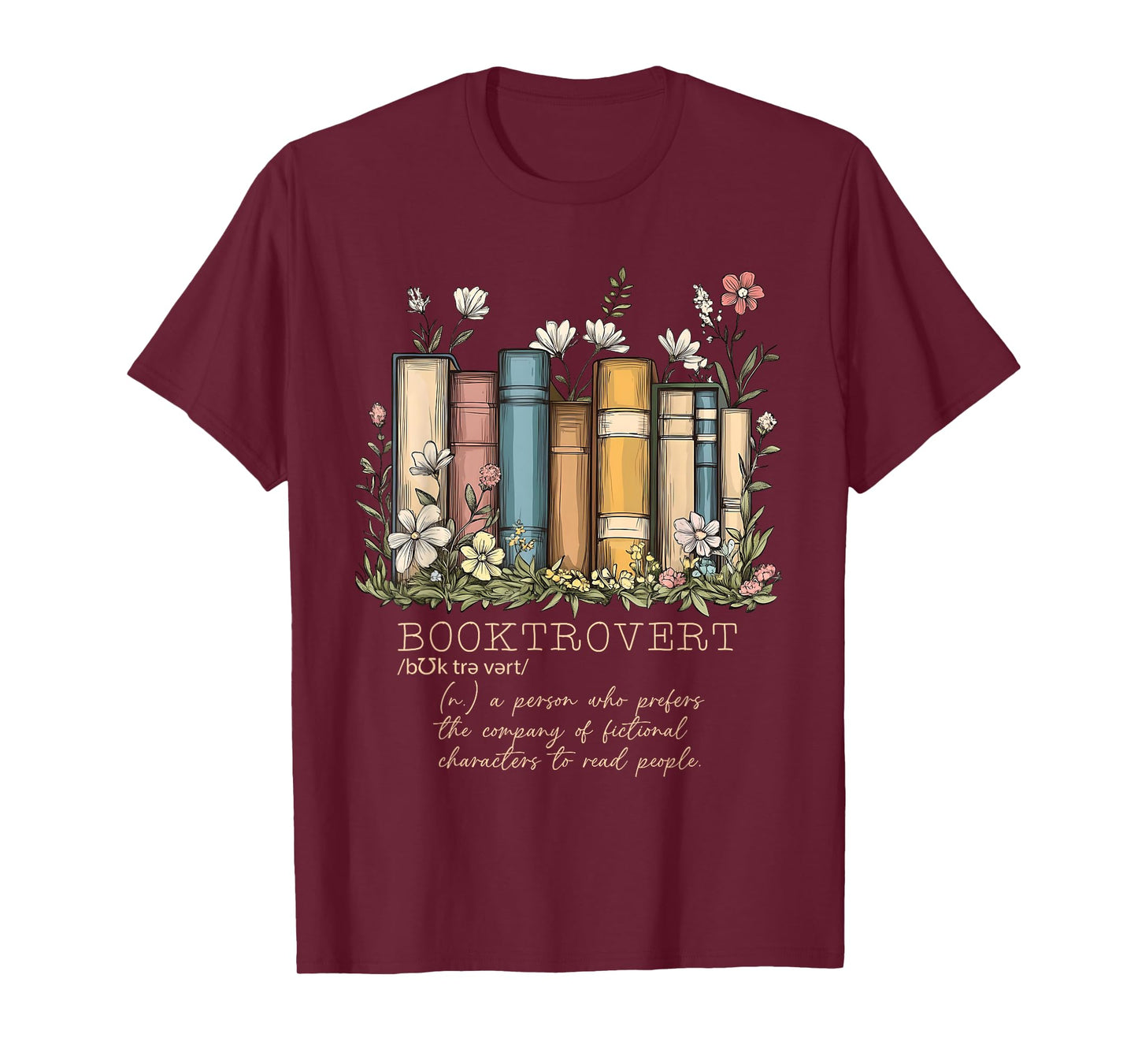 Floral Booktrovert Definition Bookworm Reading Book Lovers T-Shirt