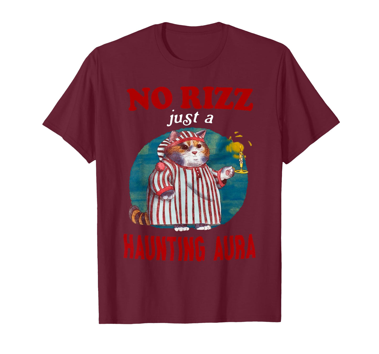 Retro Vintage No Rizz Just A Haunting Aura Funny Cat Meme T-Shirt for Men Women