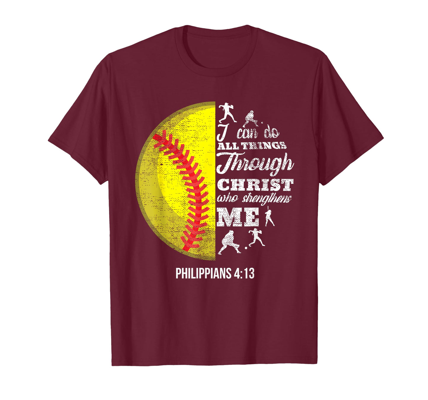 Philippians 4:13 Christian Softball Funny Bible Verse Gift T-Shirt