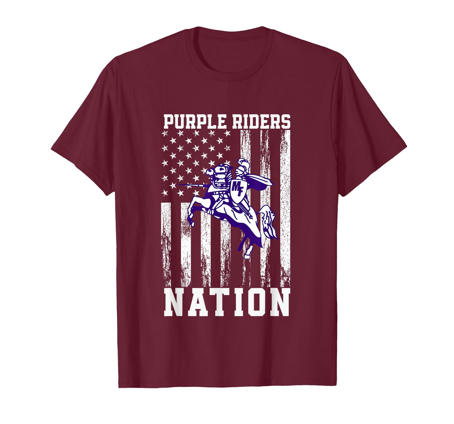 Martins Ferry Purple Riders Logo Nation HS T-Shirt
