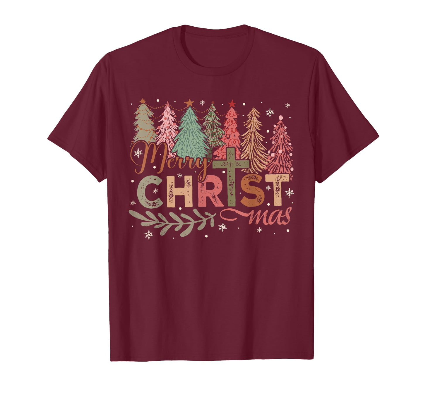 Merry Christmas Christian Faith Cross Christmas Tree Jesus T-Shirt
