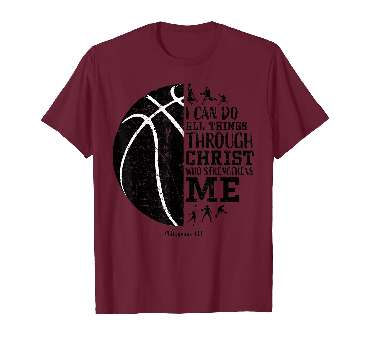 Christian Basketball Shirts Kids Boys Girls Philippians 4 13 T-Shirt