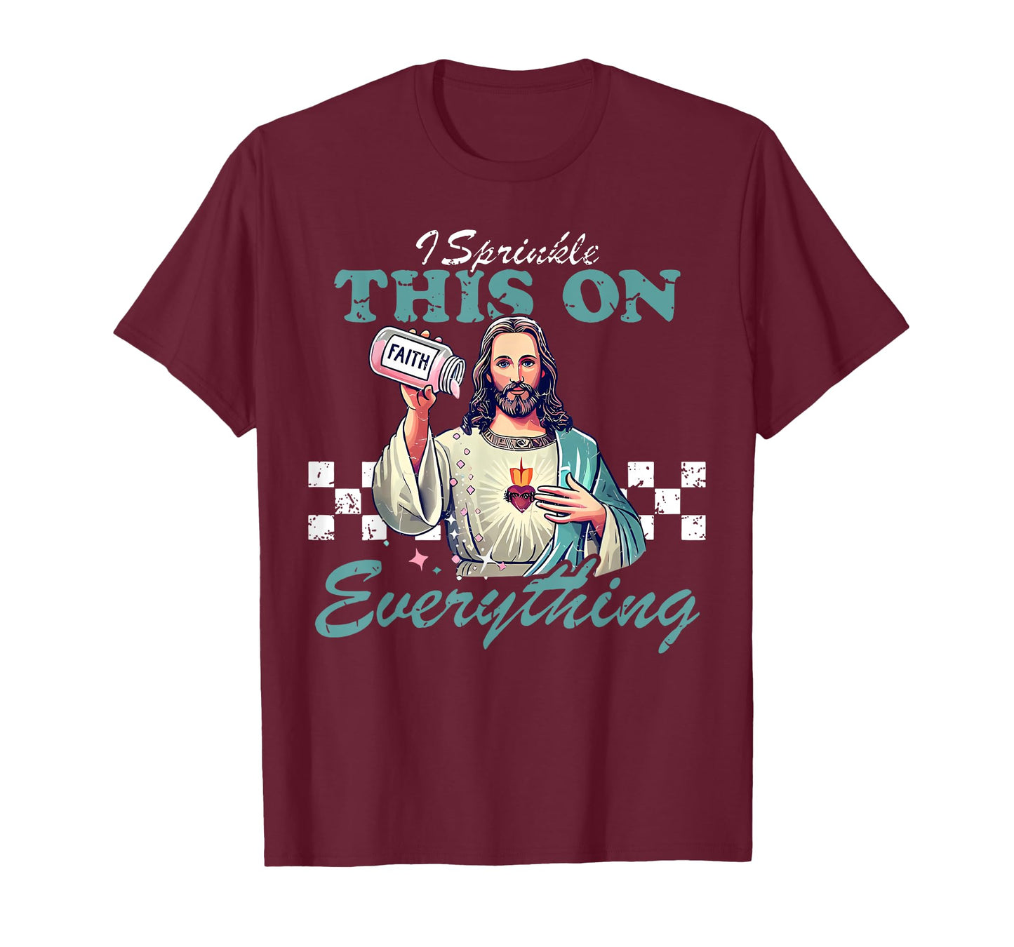 Retro Jesus Sprinkle Faith On Everything Christian Religious T-Shirt
