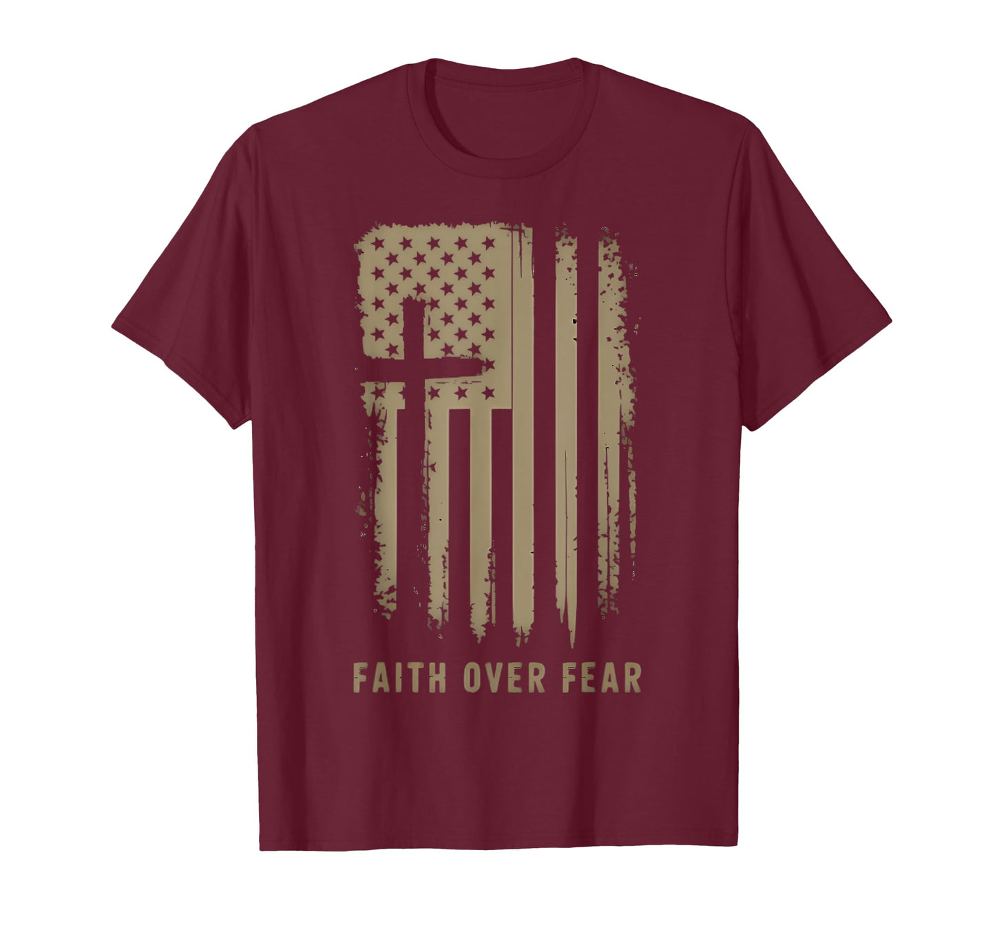 Faith Over Fear Christ Is King Vintage American Flag T-Shirt