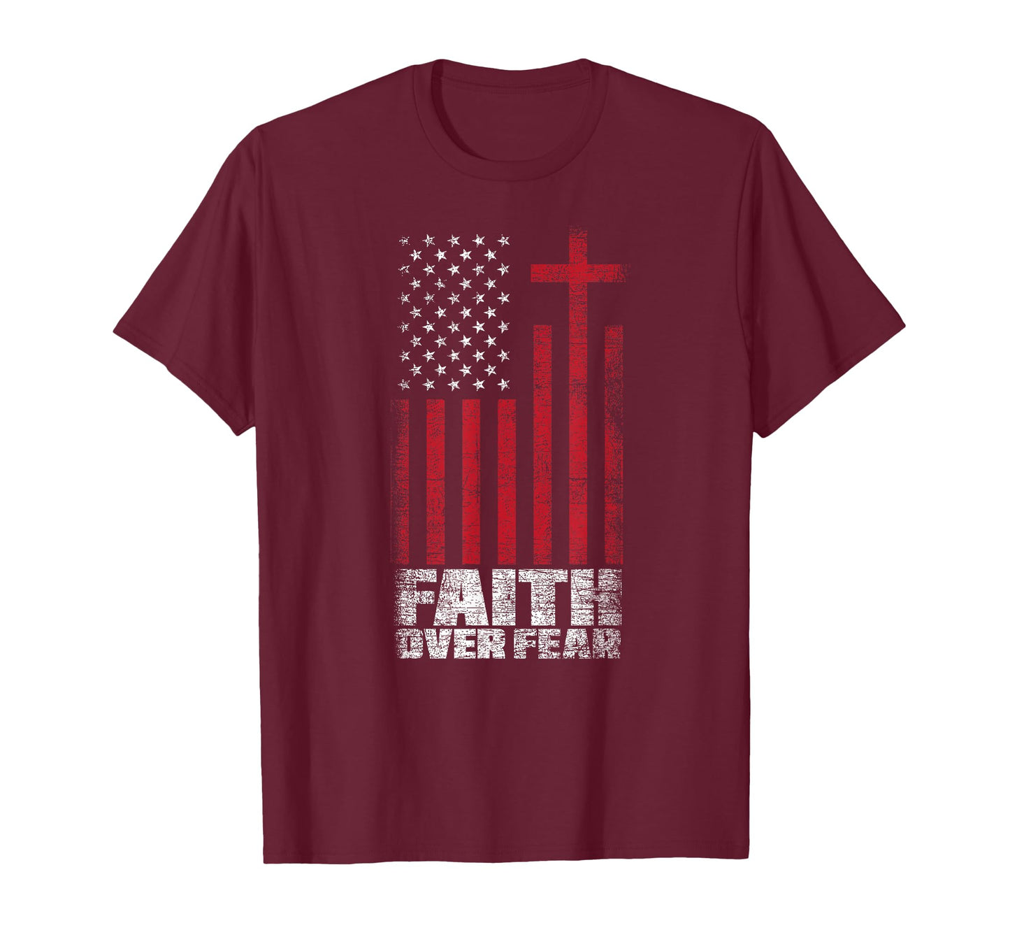 America Pride Faith Over Fear USA Flag Prayer T-Shirt for Women Kids Men