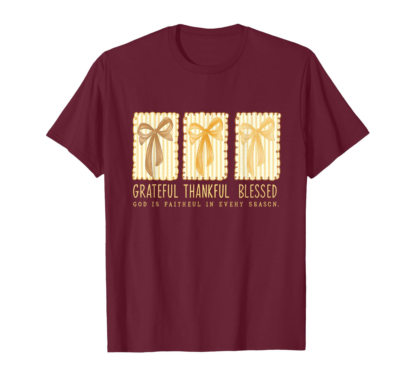 Grateful Thankful Blessed Christian Faith Bow T-Shirt