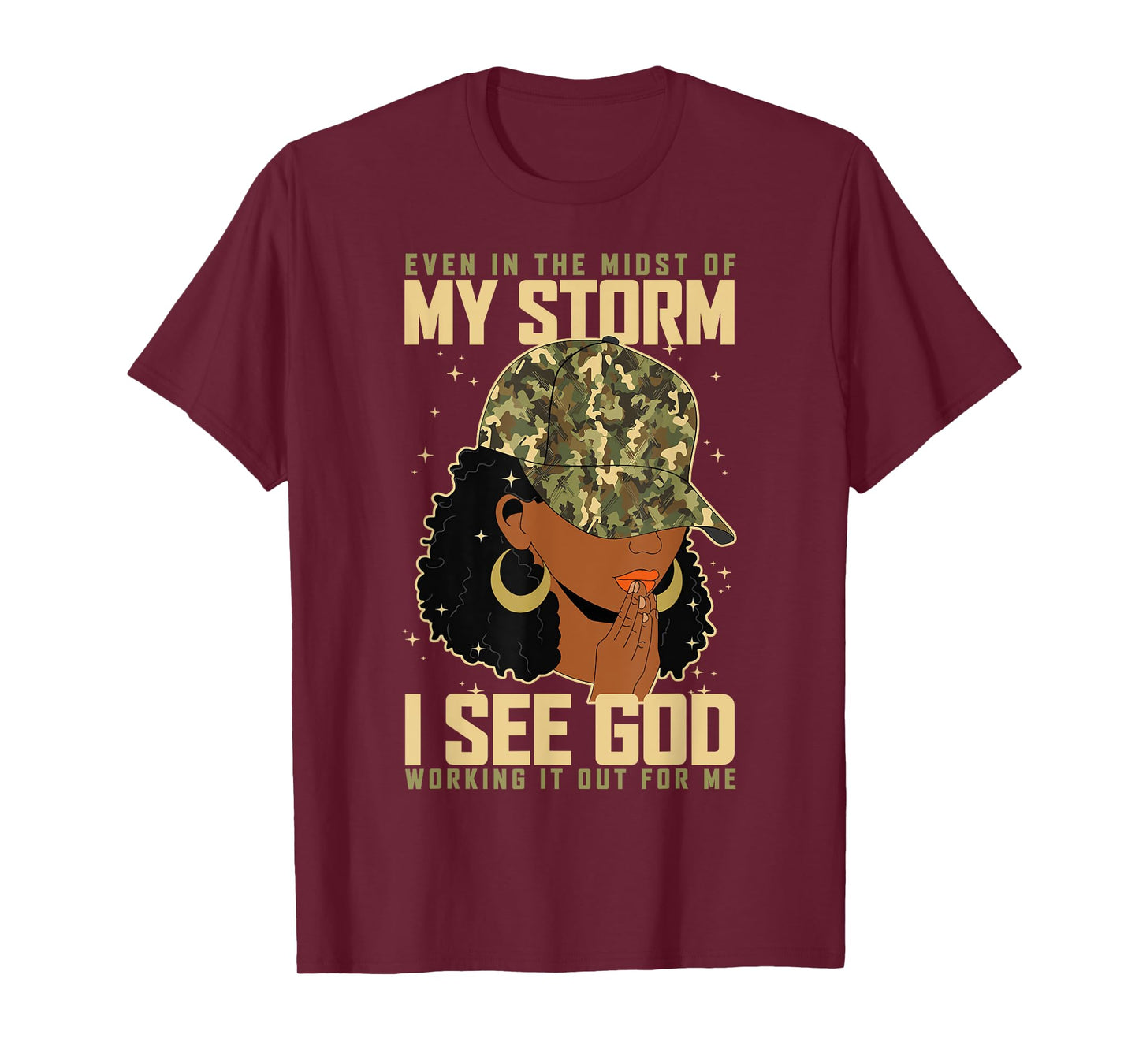 Even in The Midst of My Storm I See God Black Lady Christian T-Shirt