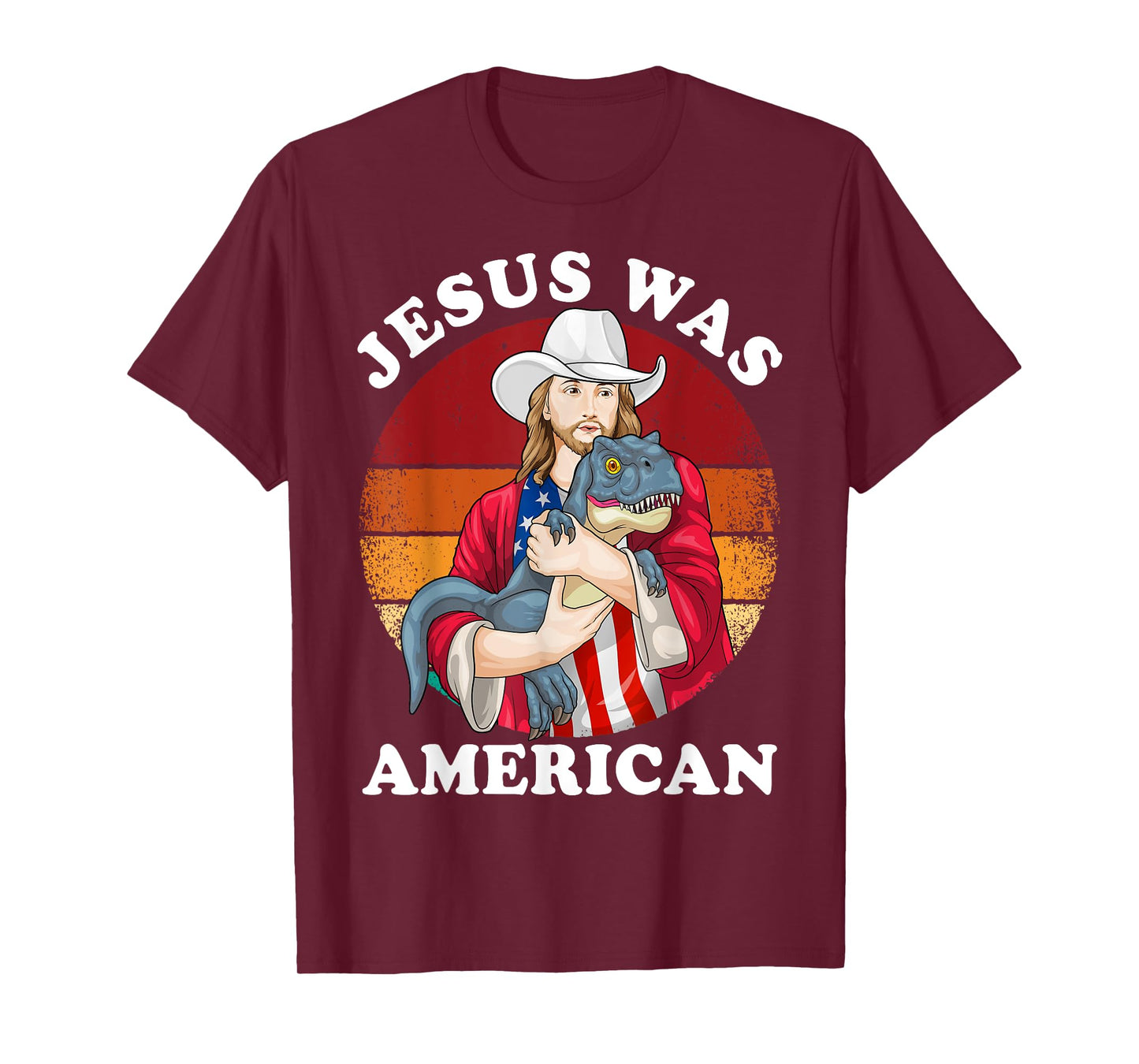 Jesus Was American Dinosaur Jesus T-Rex 4th Of July Vintage T-Shirt