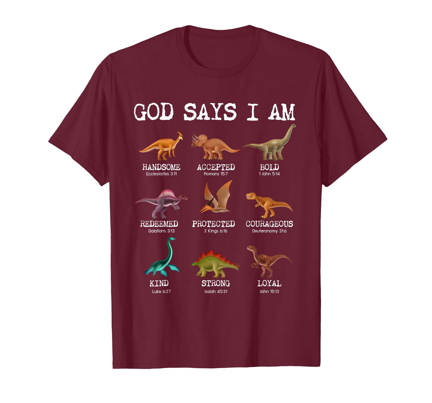 God Says I Am Dinosaur Funny Dino Kids Boys Bible Verse T-Shirt