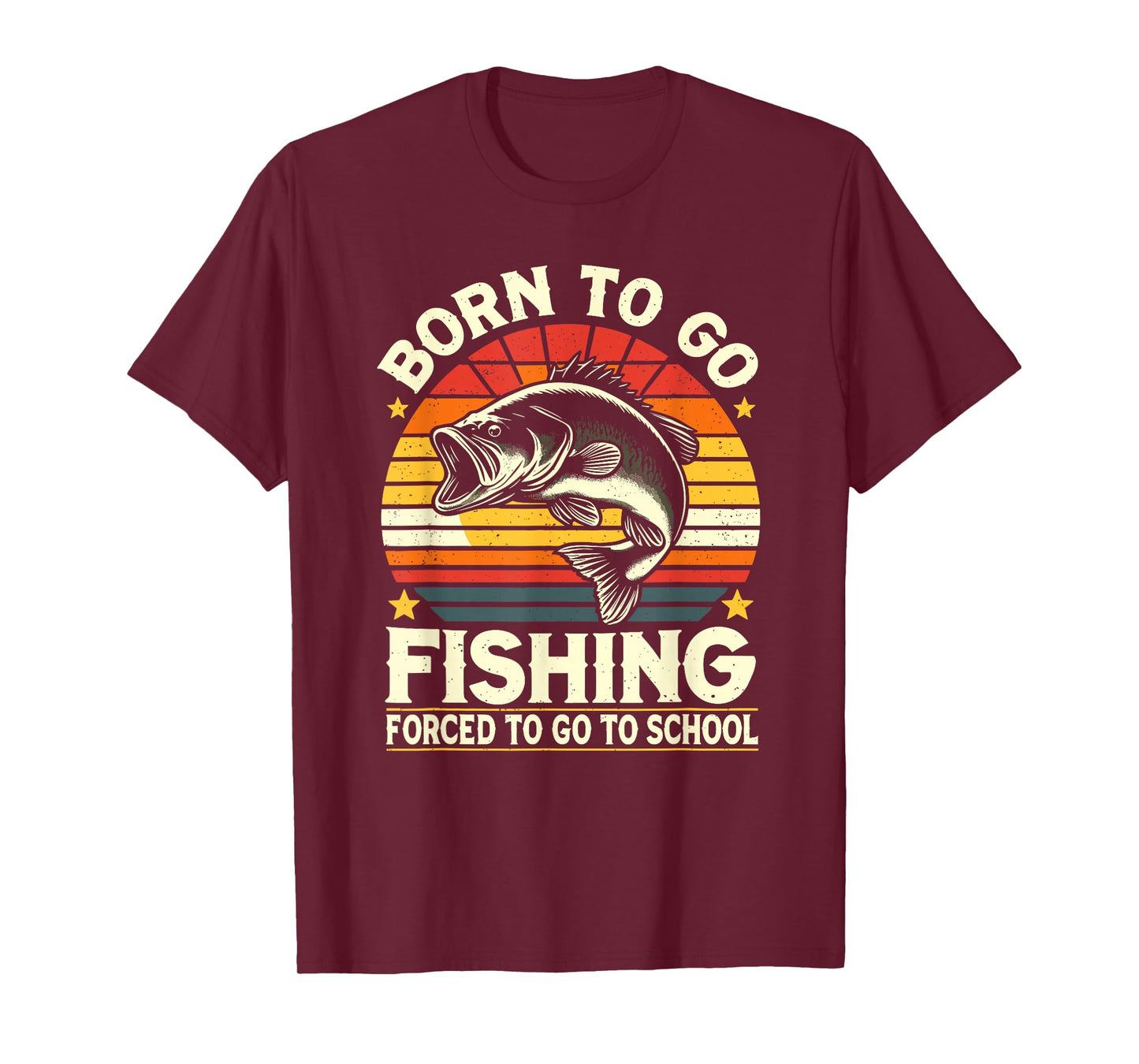 Born To Go Fishing Forced To Go To School, Kids Boys Fishing T-Shirt