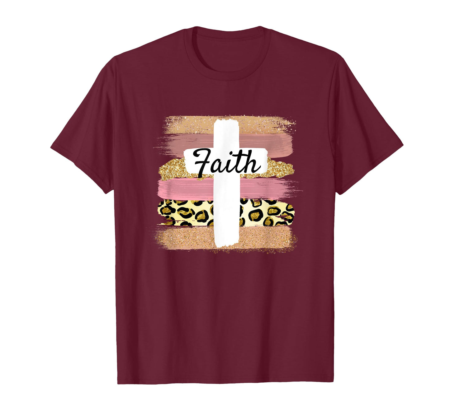 Christian Faith & Cross Leopard Cheetah Ombre Print Jesus T-Shirt