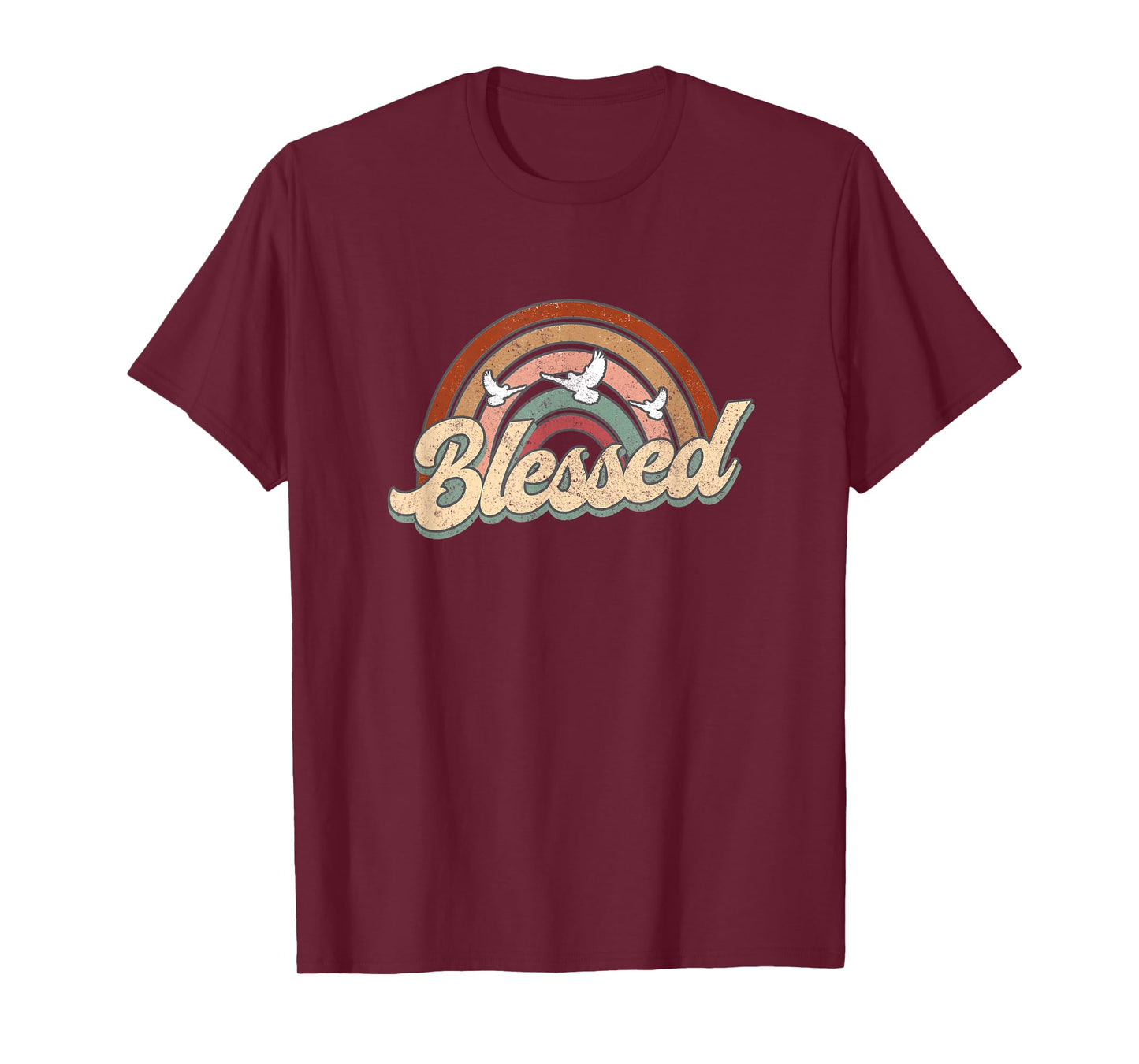 Blessed Retro Vintage Rainbow Christian Jesus God Religious T-Shirt