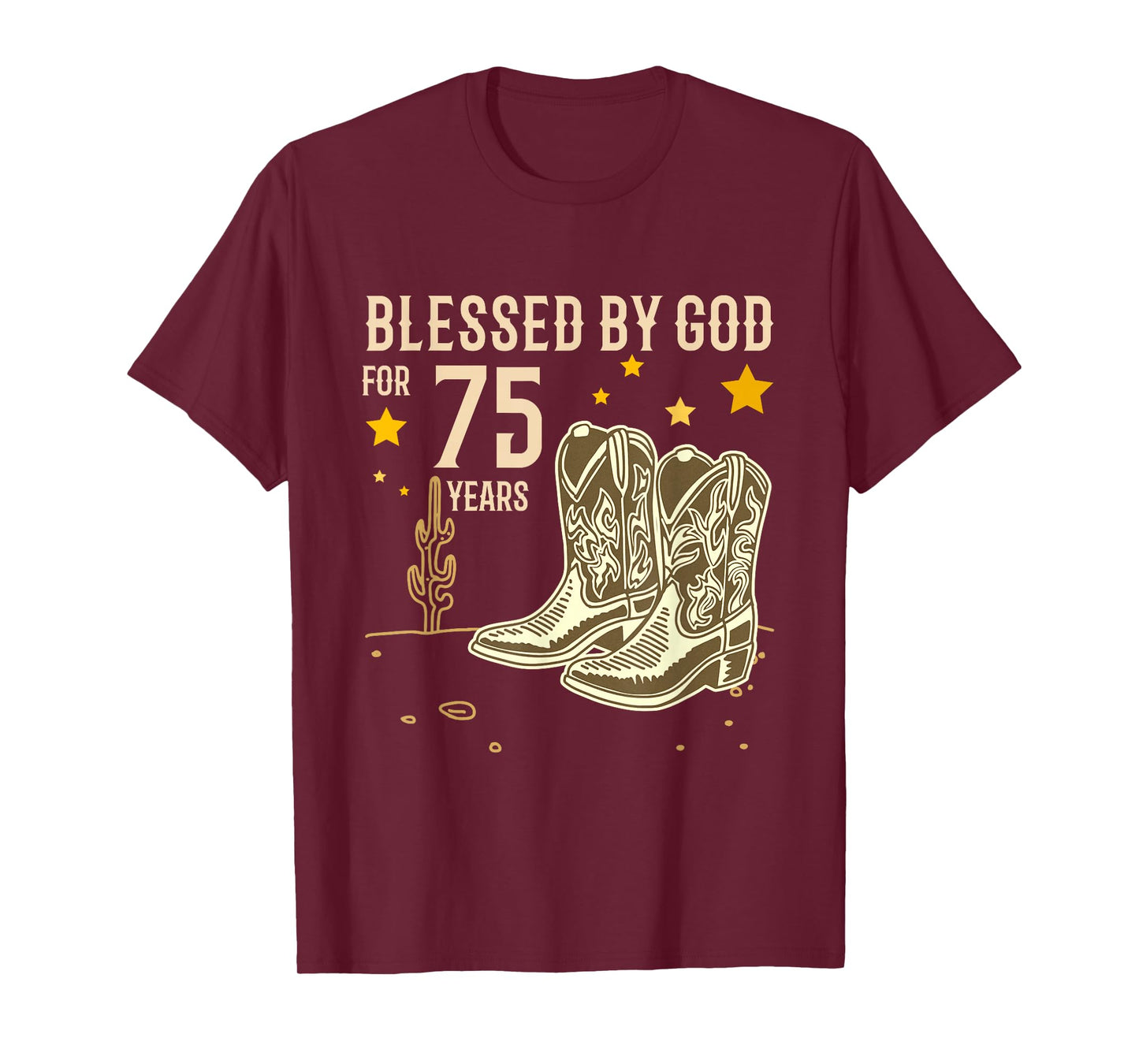 Vintage Blessed by God for 75 Years Cowboy 75th Birthday Men T-Shirt