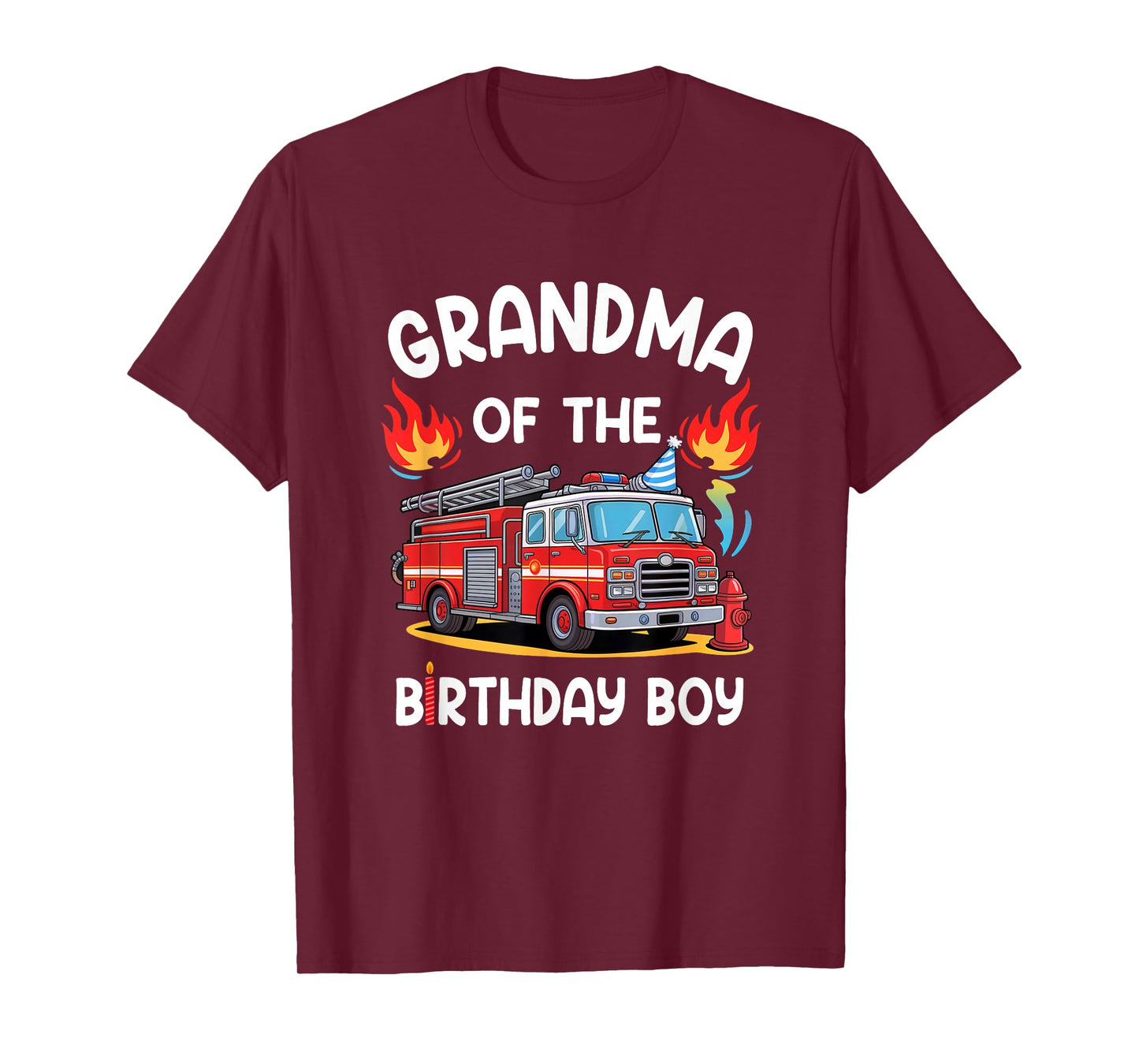 Grandma Of The Birthday Boy Fire Truck Firefighter 1St Party T-Shirt