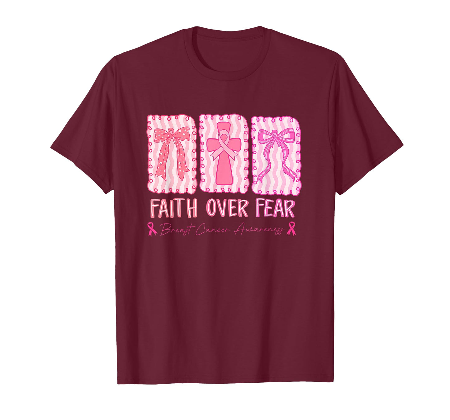 Faith Over Fear Breast Cancer Awareness Christian Religious T-Shirt
