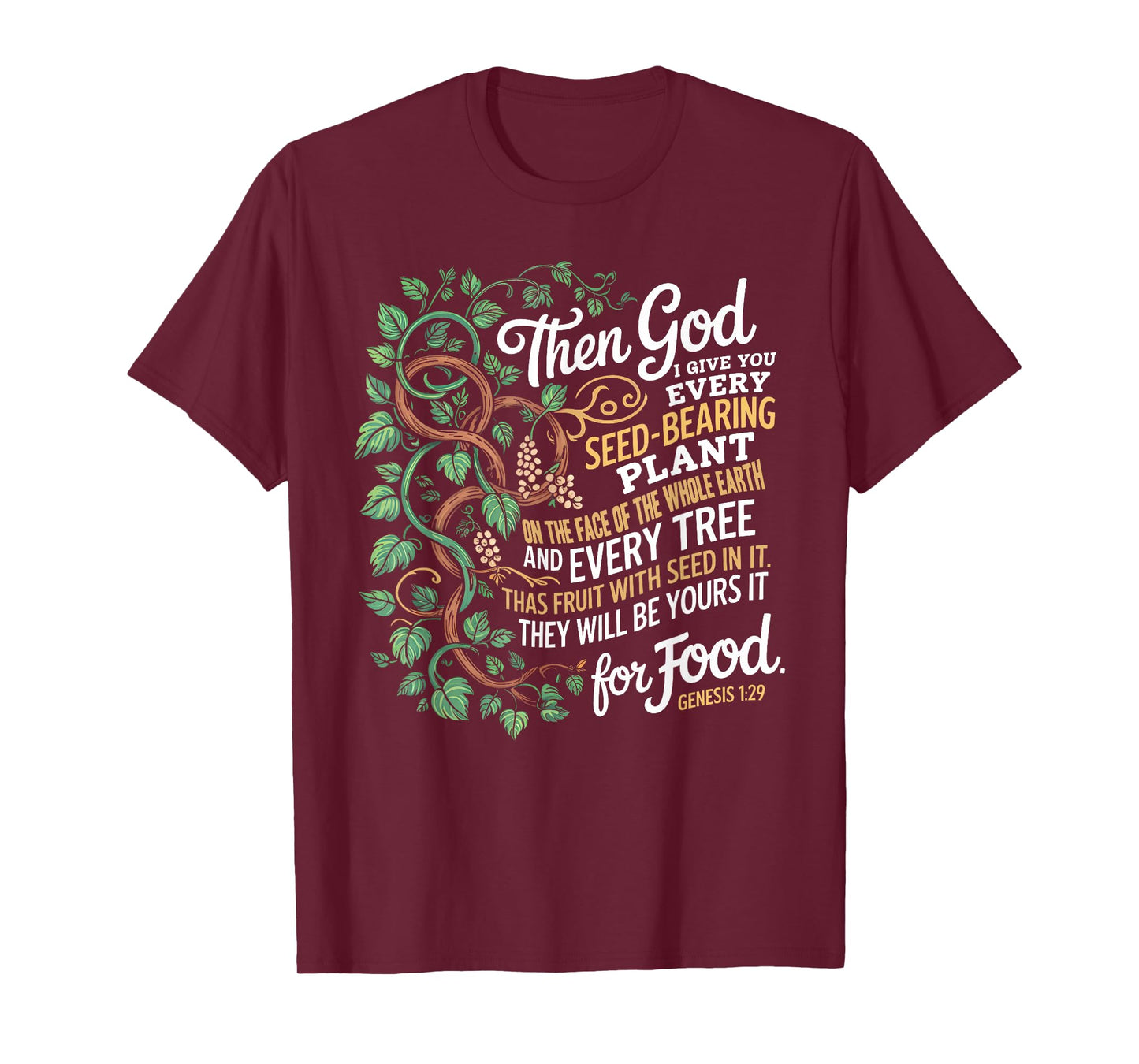 Genesis 1:29 Plant Based Diet Vegan Bible Verse T-Shirt