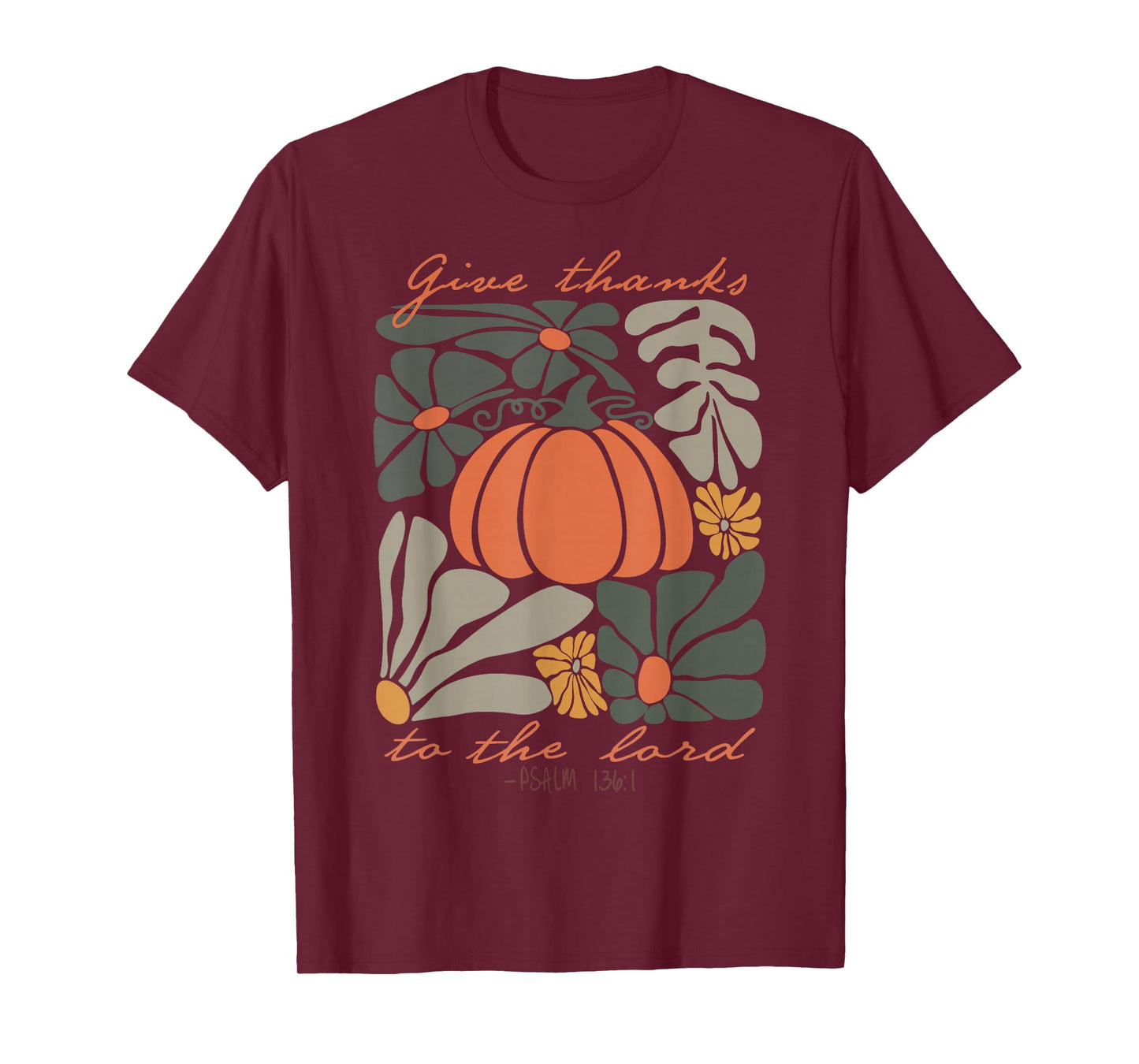 Give Thanks to The Lord Boho Floral Christian Thanksgiving T-Shirt