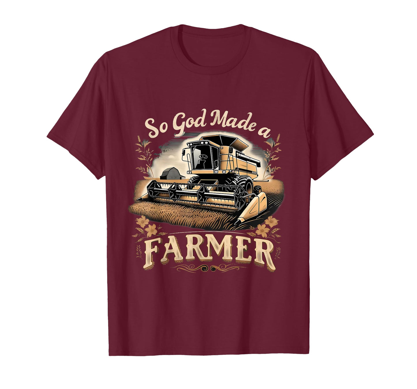 So God Made a Farmer Tractor Harvest Design T-Shirt